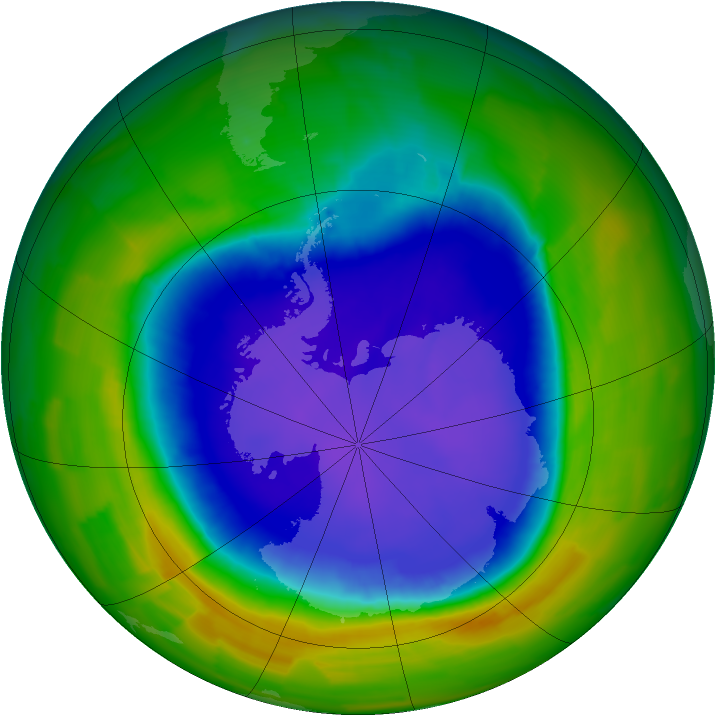 Antarctic ozone map for 25 October 2011